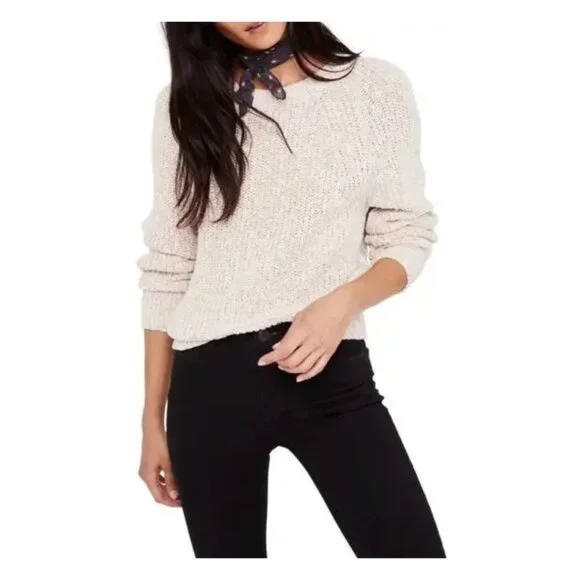 Free People Sweater Women Large Electric City Pullover Knit White Beige OB560520 - Picture 10 of 13